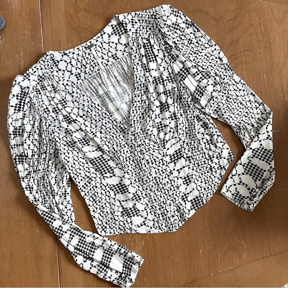 Free People alligator print cropped blouse